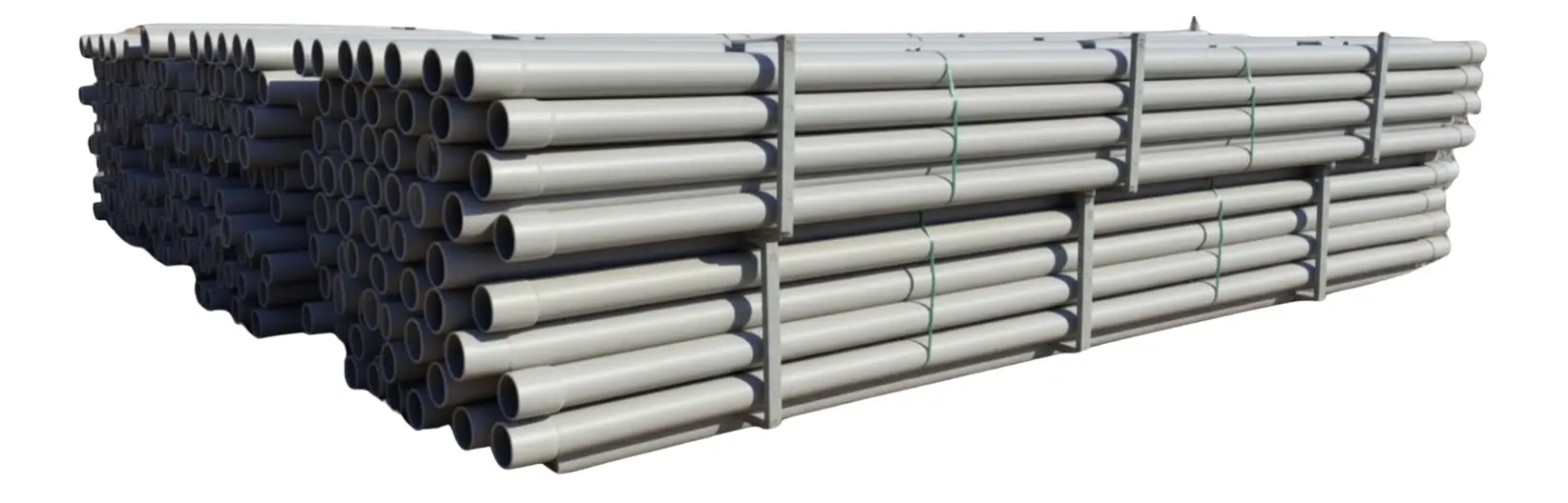 PVC gray conduit pipe in a bundle